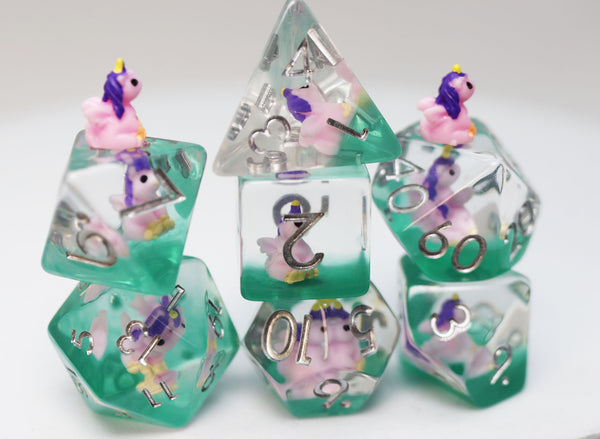 Enchanting Unicorn RPG Dice Set Plastic Dice Foam Brain Games