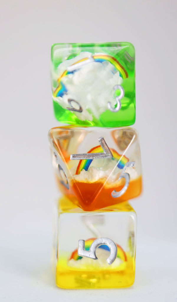 Double Rainbow RPG Dice Set Plastic Dice Foam Brain Games