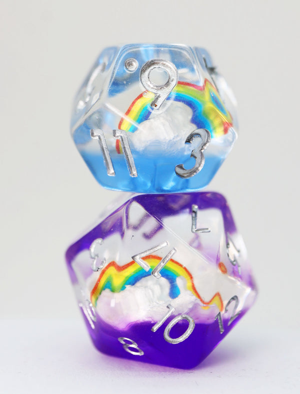 Double Rainbow RPG Dice Set Plastic Dice Foam Brain Games