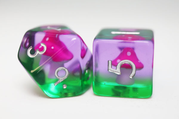 Fae Mushrooms RPG Dice Set Plastic Dice Foam Brain Games