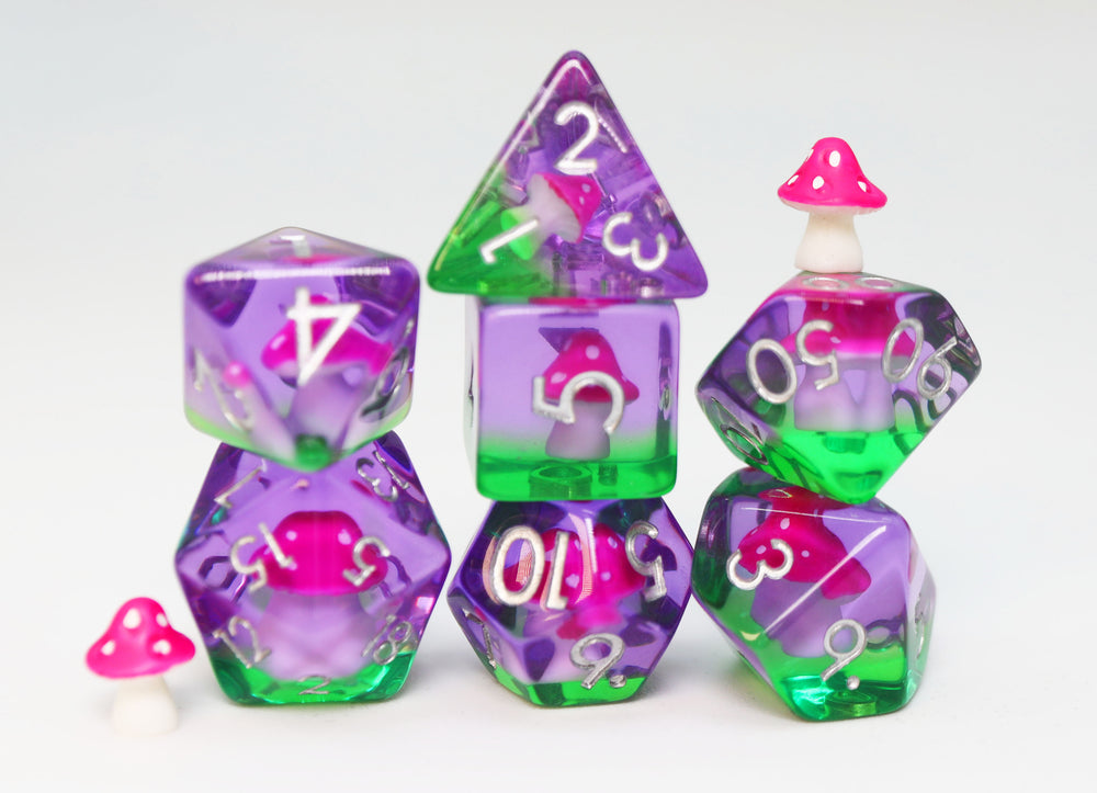 Fae Mushrooms RPG Dice Set Plastic Dice Foam Brain Games