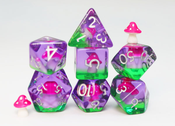 Fae Mushrooms RPG Dice Set Plastic Dice Foam Brain Games
