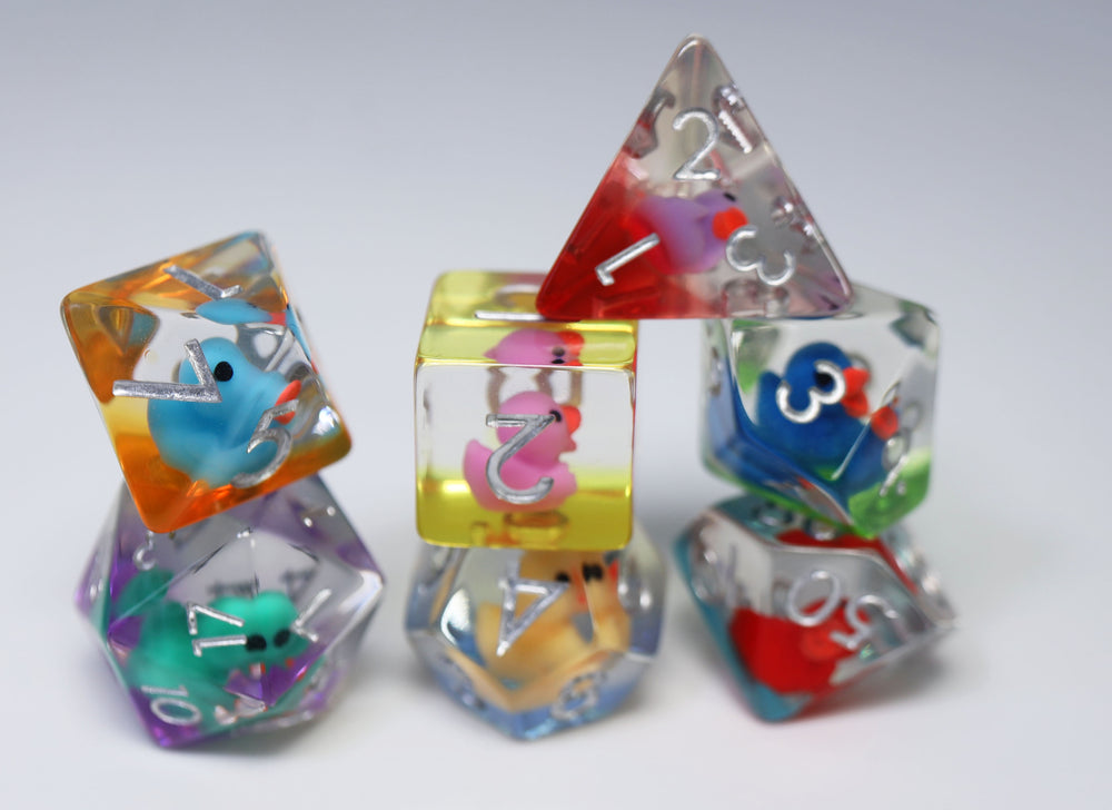 Rainbow Duckies RPG Dice Set Plastic Dice Foam Brain Games