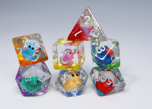 Rainbow Duckies RPG Dice Set Plastic Dice Foam Brain Games