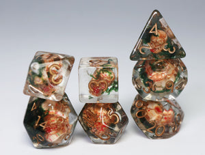 Ancient Skull RPG Dice Set Plastic Dice Foam Brain Games