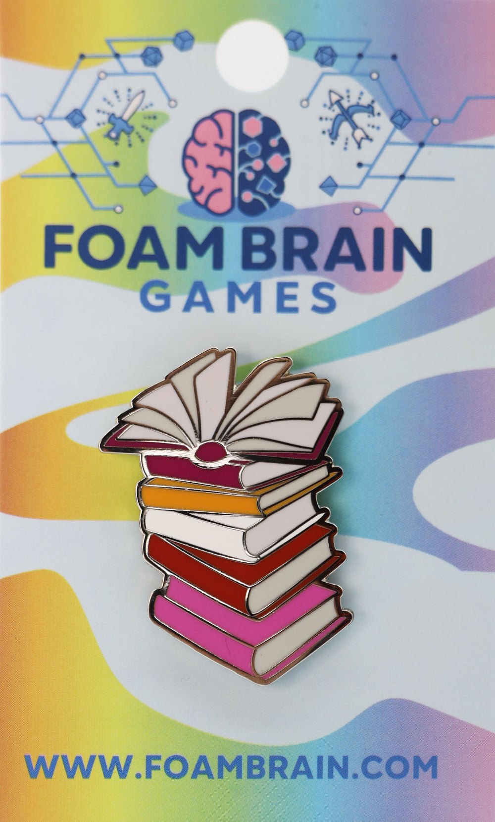 Pride Books Pin: Lesbian Enamel Pin Foam Brain Games
