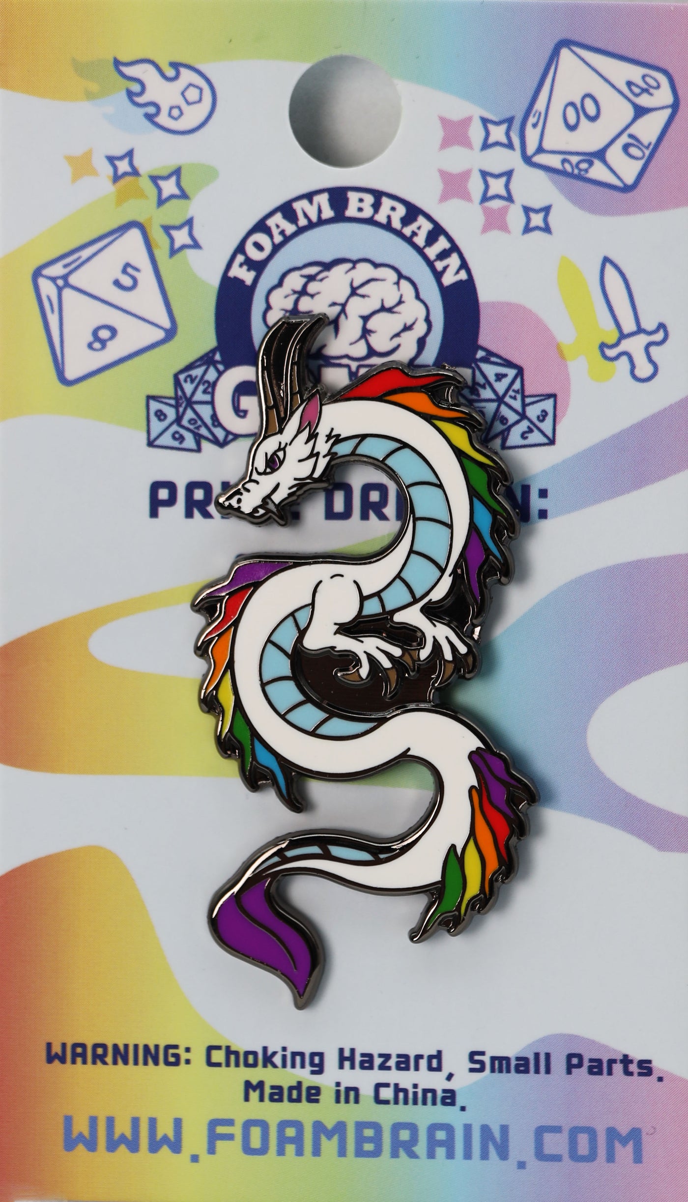 Pride Dragon: Rainbow Enamel Pin Foam Brain Games