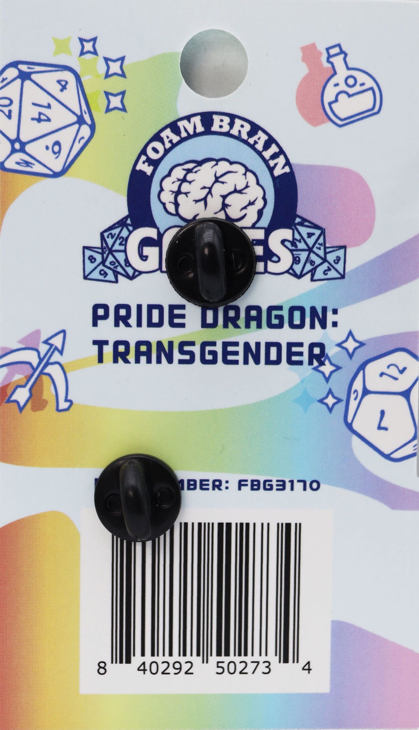 Pride Dragon: Transgender Enamel Pin Foam Brain Games