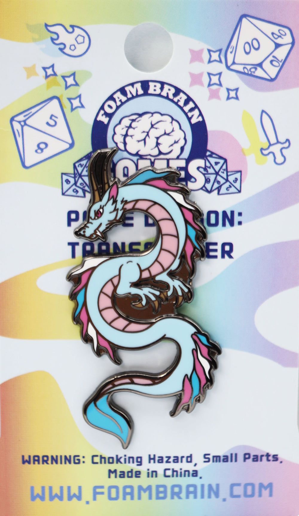 Pride Dragon: Transgender Enamel Pin Foam Brain Games