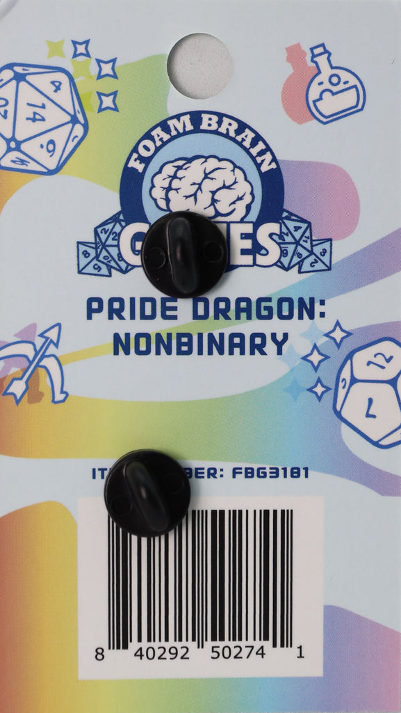 Pride Dragon: Nonbinary Enamel Pin Foam Brain Games