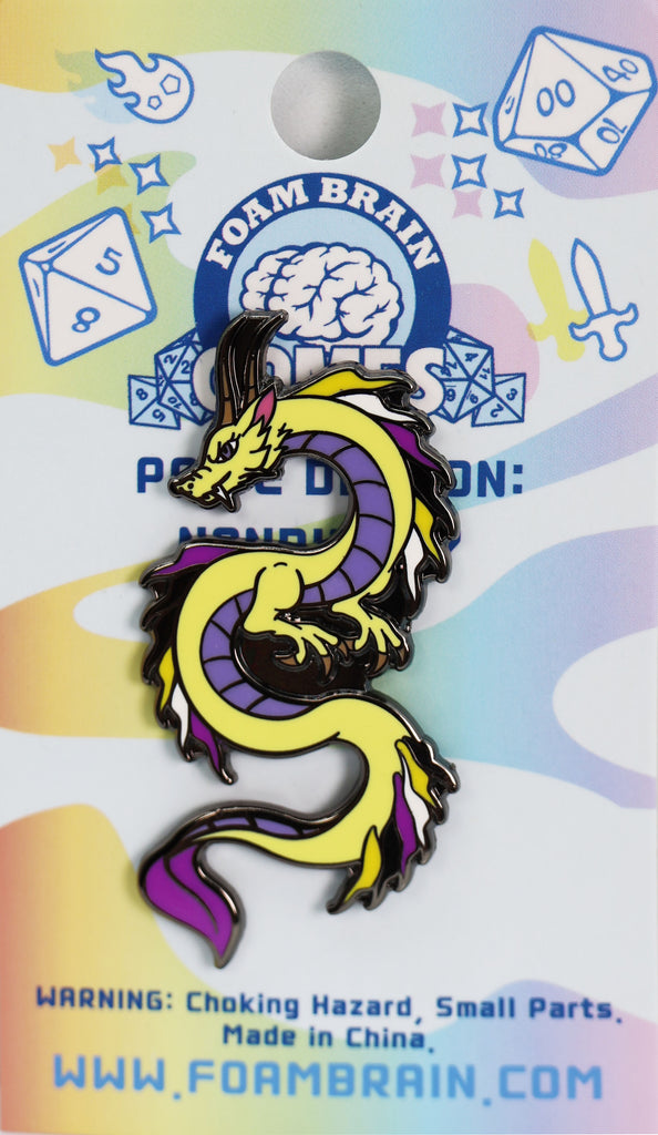 Pride Dragon: Nonbinary Enamel Pin Foam Brain Games