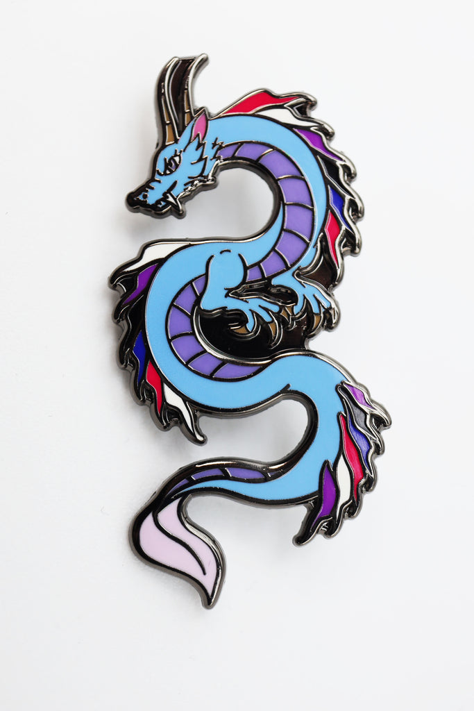 Pride Dragon: Genderfluid Enamel Pin Foam Brain Games