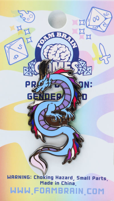 Pride Dragon: Genderfluid Enamel Pin Foam Brain Games