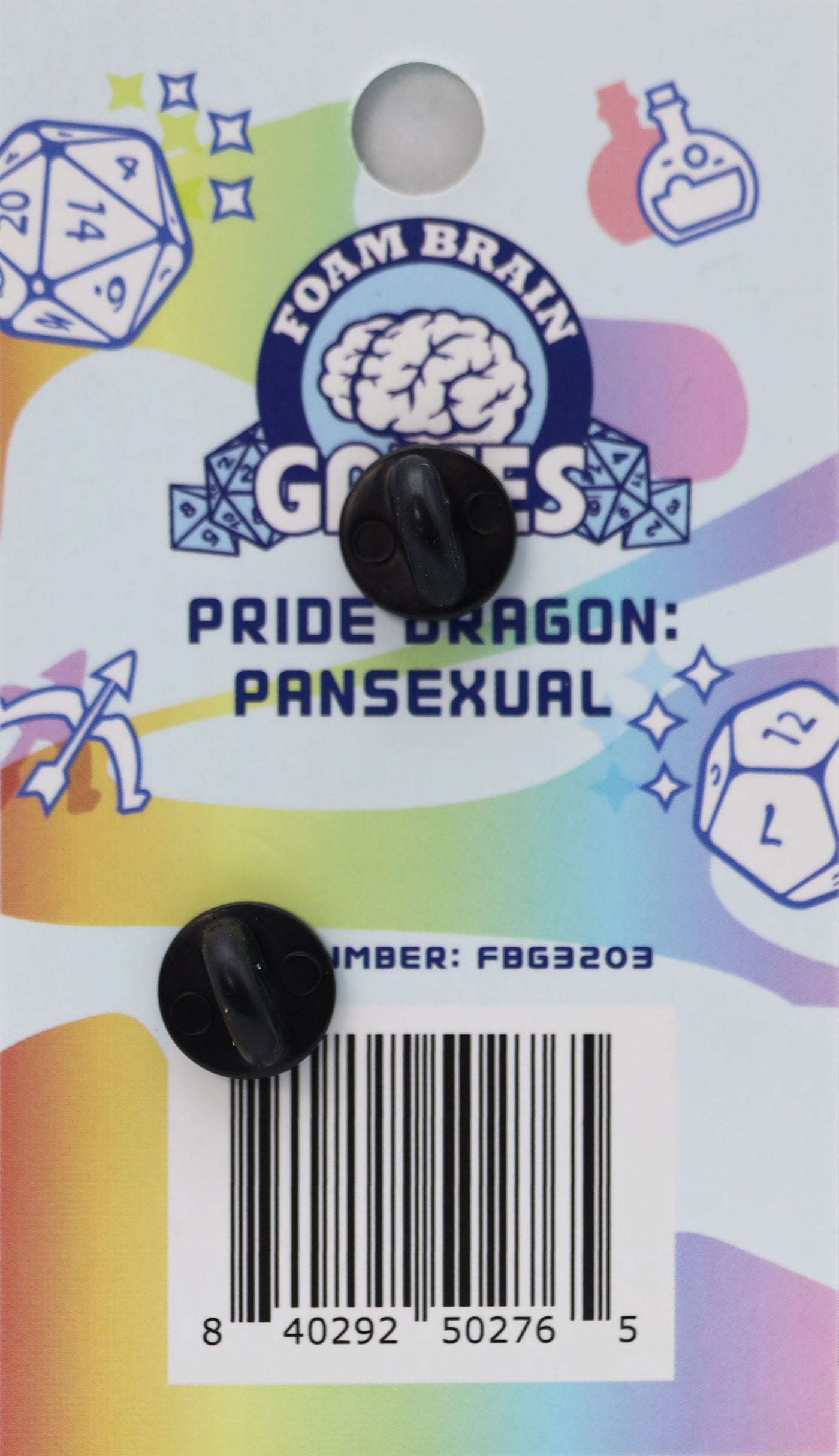 Pride Dragon: Pansexual Enamel Pin Foam Brain Games