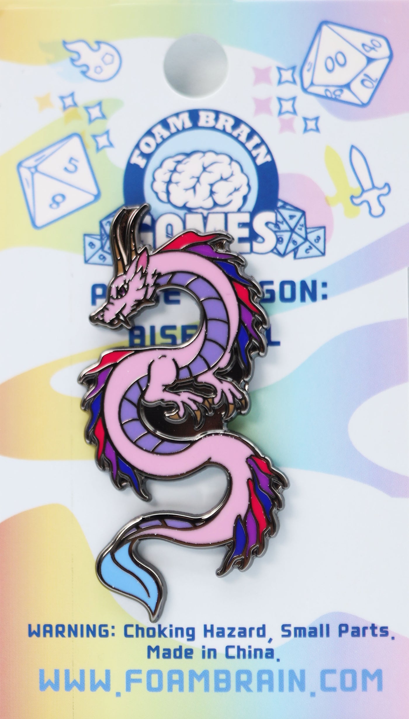 Pride Dragon: Bisexual Enamel Pin Foam Brain Games