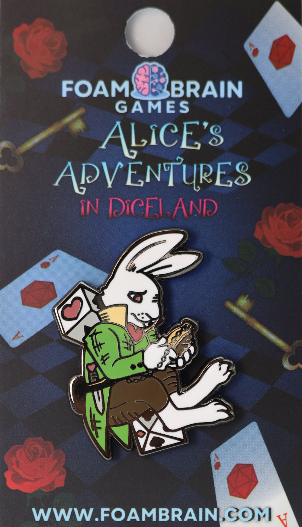 Alice's Adventures in Diceland: The White Hare - Enamel Pin Enamel Pin Foam Brain Games