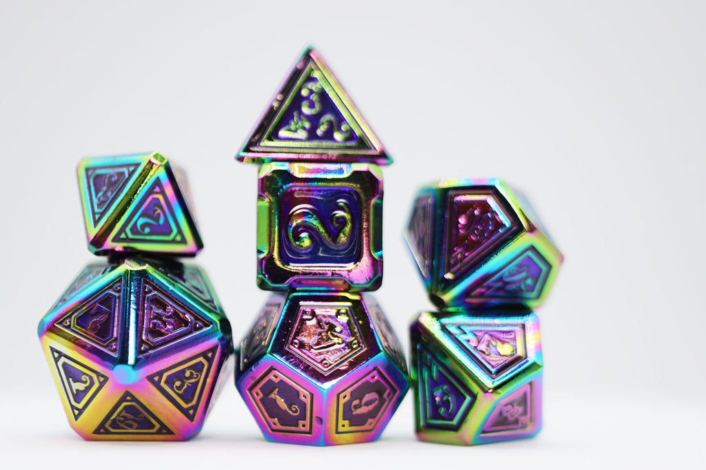 Alchemist Metals: Burnt Opal - Metal RPG Dice Set Metal Dice Foam Brain Games