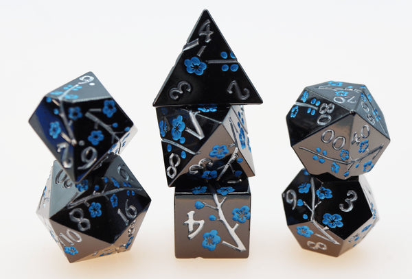 Metallic Bouquet: Dark Blue Pimpernel - Metal RPG Dice Set Metal Dice Foam Brain Games