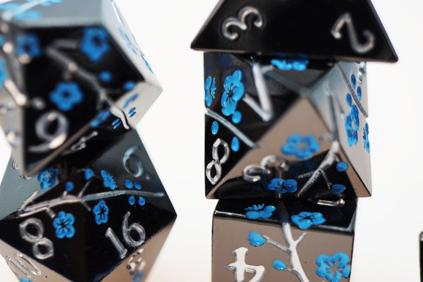 Metallic Bouquet: Dark Blue Pimpernel - Metal RPG Dice Set Metal Dice Foam Brain Games