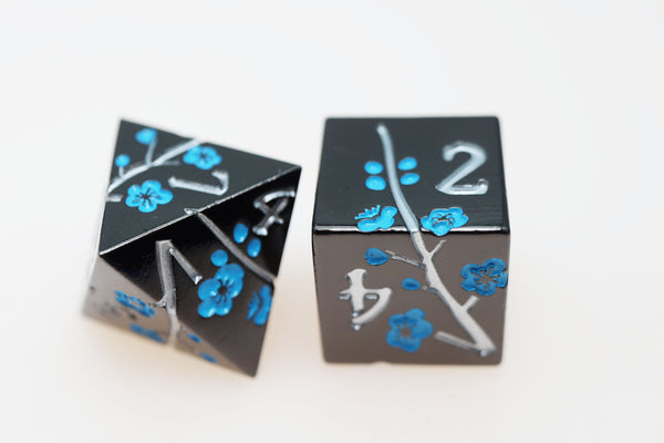 Metallic Bouquet: Dark Blue Pimpernel - Metal RPG Dice Set Metal Dice Foam Brain Games