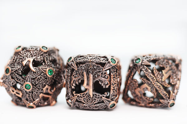 Trees of Virtue: Tree of Justice - Hollow Metal RPG Dice Set Metal Dice Foam Brain Games