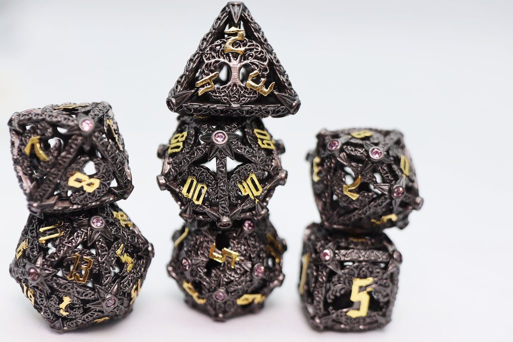 Trees of Virtue: Tree of Vigilance - Hollow Metal RPG Dice Set Metal Dice Foam Brain Games