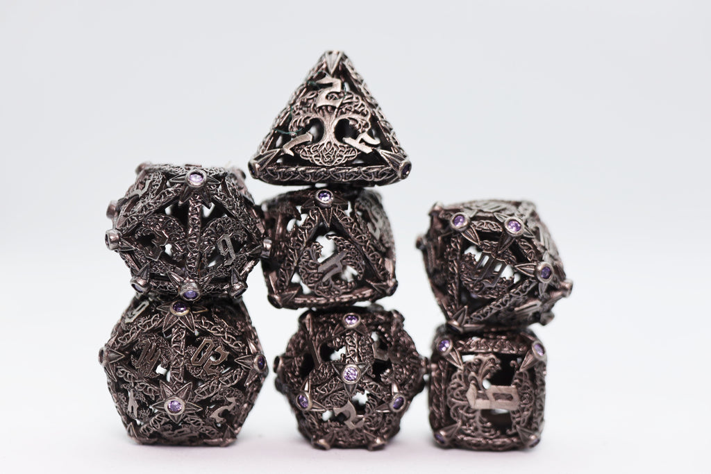 Trees of Virtue: Tree of Wisdom - Hollow Metal RPG Dice Set Metal Dice Foam Brain Games