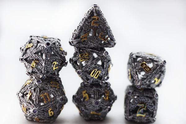 Trees of Virtue: Tree of Philomathy - Hollow Metal RPG Dice Set Metal Dice Foam Brain Games