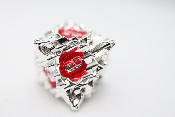 Floral Starburst: Icy Amaryllis - Metal RPG Dice Set Metal Dice Foam Brain Games