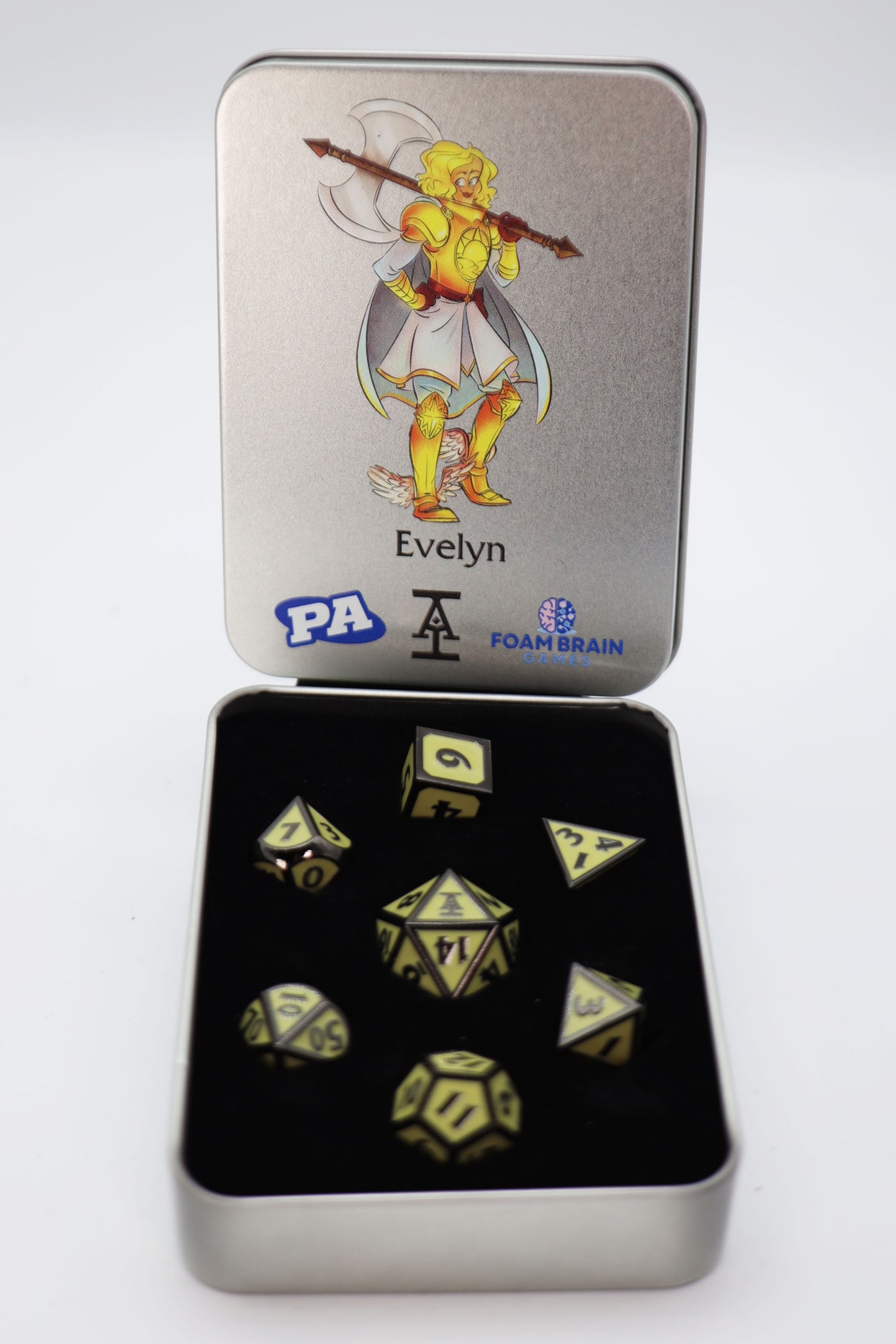 Evelyn (Acquisitions Inc. PAX West 2023 Character Dice) Metal Dice Foam Brain Games