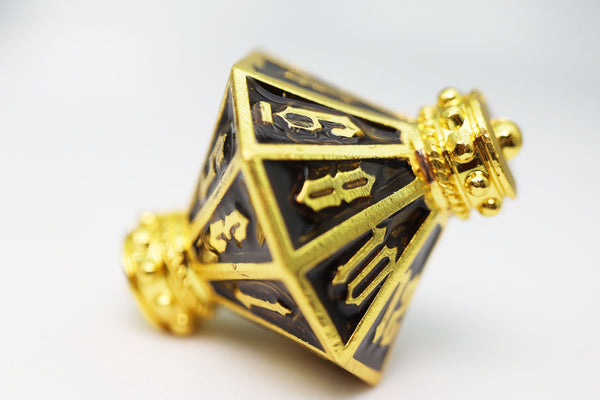 Moonlit Lantern: Golden Earthen Flame - Metal RPG Dice Set Metal Dice Foam Brain Games