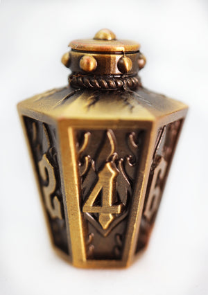 Moonlit Lantern: Golden Flames - Metal RPG Dice Set Metal Dice Foam Brain Games