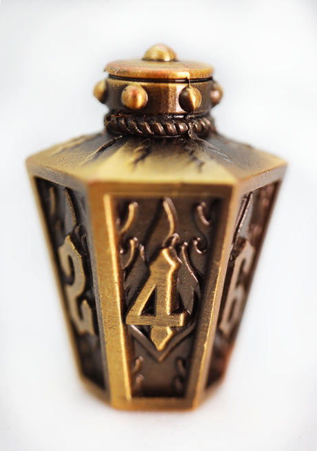 Moonlit Lantern: Golden Flames - Metal RPG Dice Set Metal Dice Foam Brain Games