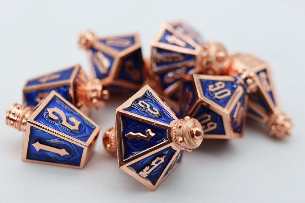 Moonlit Lantern: Coppered Pureflame - Metal RPG Dice Set Metal Dice Foam Brain Games