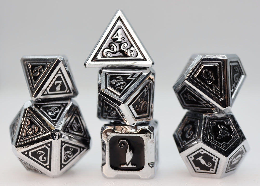 Alchemist Metals: Necrotic - Metal RPG Dice Set Metal Dice Foam Brain Games