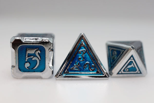 Alchemist Metals: Ice - Metal RPG Dice Set Metal Dice Foam Brain Games