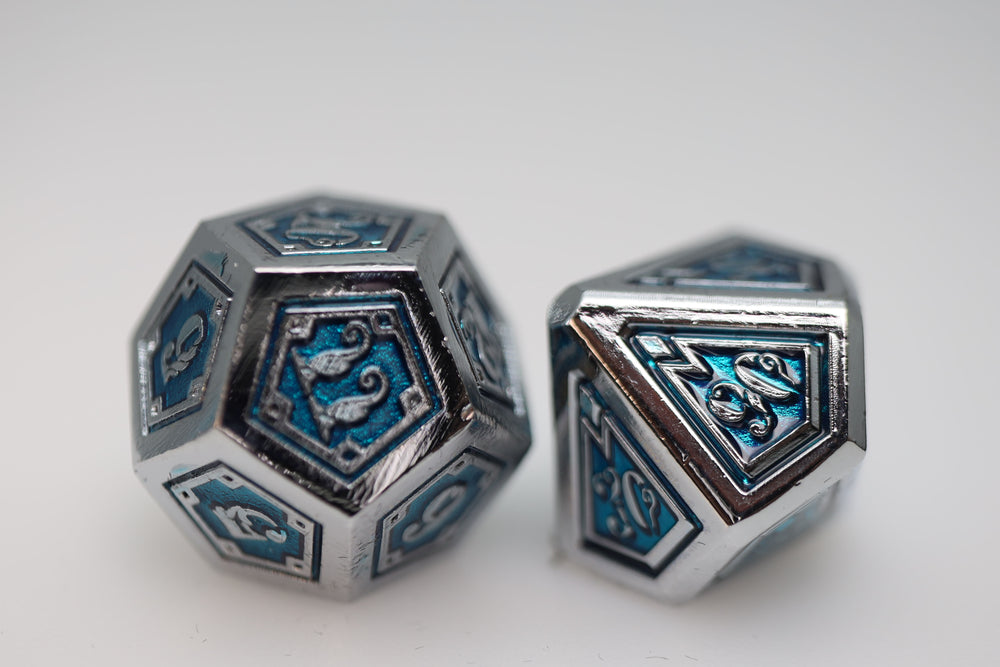 Alchemist Metals: Ice - Metal RPG Dice Set Metal Dice Foam Brain Games