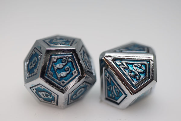 Alchemist Metals: Ice - Metal RPG Dice Set Metal Dice Foam Brain Games