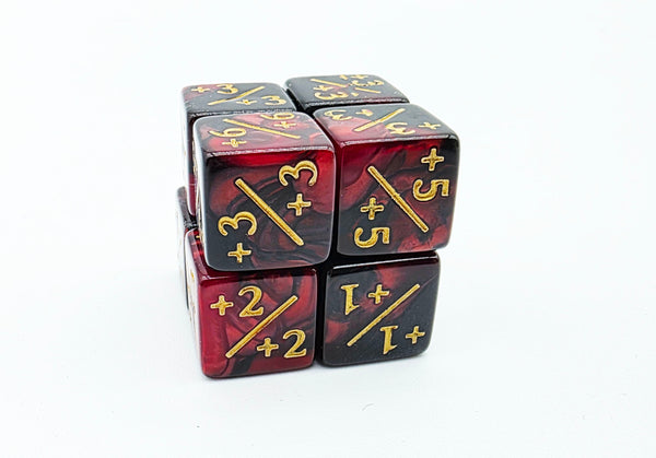+1/+1 Red & Black Counters for Magic - set of 8 Plastic Dice Foam Brain Games