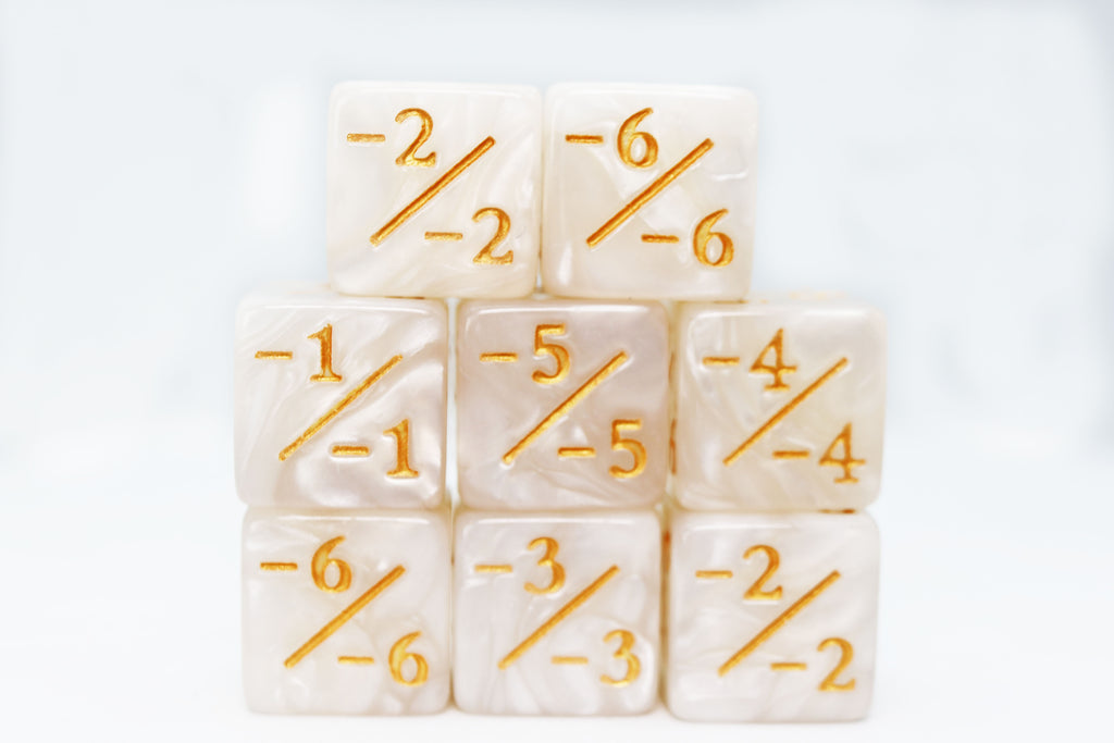 -1/-1 Pearl White Counters for Magic - set of 8 Plastic Dice Foam Brain Games