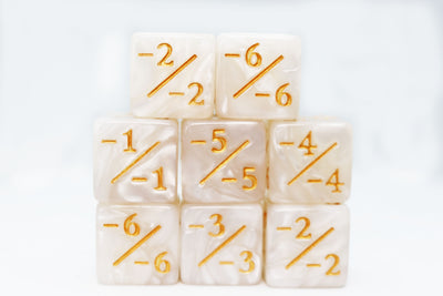 -1/-1 Pearl White Counters for Magic - set of 8 Plastic Dice Foam Brain Games