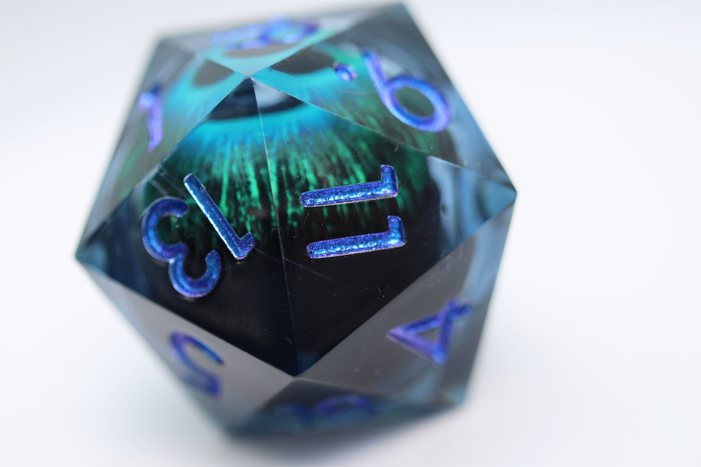 35mm Moving Eye D20 - Blue Cyclops Eye Plastic Dice Foam Brain Games