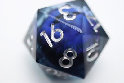 35mm Moving Eye D20 - Purple Cyclops Eye Plastic Dice Foam Brain Games