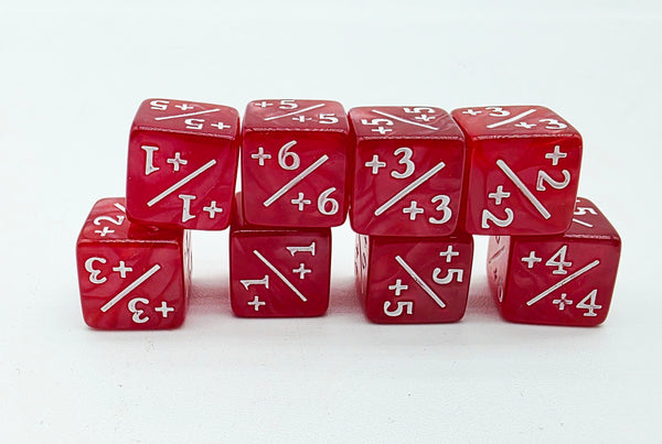 +1/+1 Pearl Red Counters for Magic - Set of 8 Plastic Dice Foam Brain Games