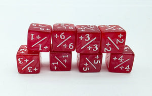 +1/+1 Pearl Red Counters for Magic - Set of 8 Plastic Dice Foam Brain Games