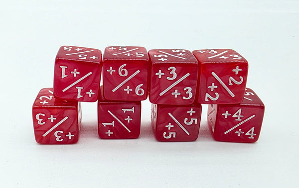 +1/+1 Pearl Red Counters for Magic - Set of 8 Plastic Dice Foam Brain Games