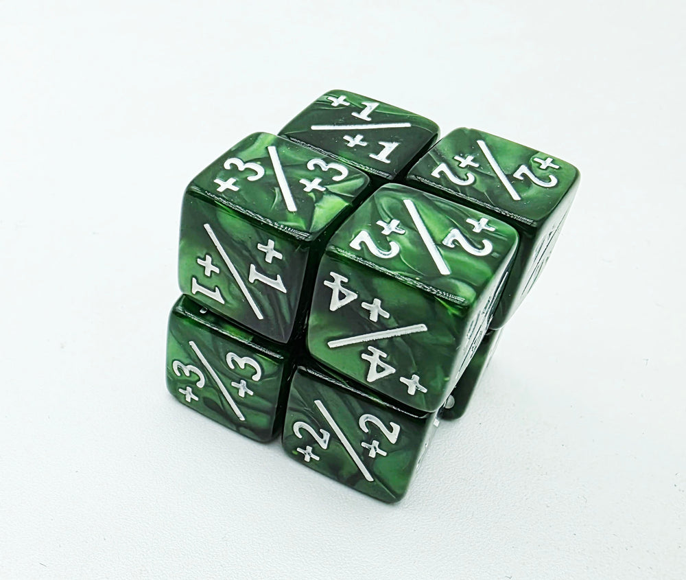+1/+1 Pearl Green Counters for Magic - Set of 8 Plastic Dice Foam Brain Games