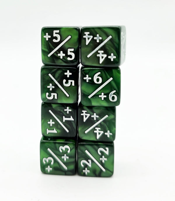 +1/+1 Pearl Green Counters for Magic - Set of 8 Plastic Dice Foam Brain Games