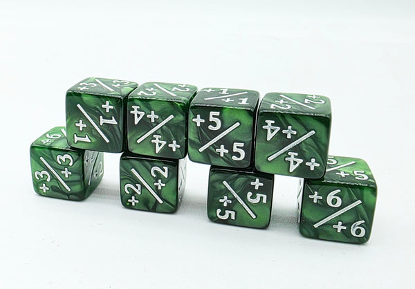 +1/+1 Pearl Green Counters for Magic - Set of 8 Plastic Dice Foam Brain Games