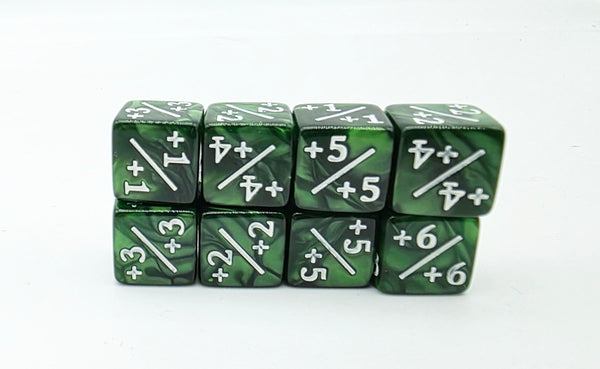+1/+1 Pearl Green Counters for Magic - Set of 8 Plastic Dice Foam Brain Games